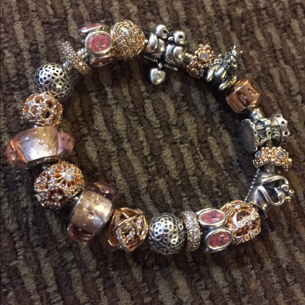 Full complete rose gold pandora bracelet